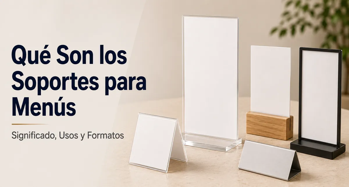 Formatos comunes de soportes para menús que muestran cartas impresas