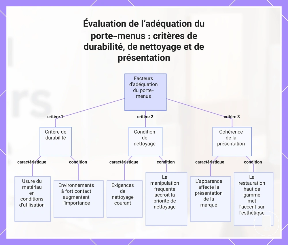 Évaluation de l’adéquation du porte-menus : critères de durabilité, de nettoyage et de présentation