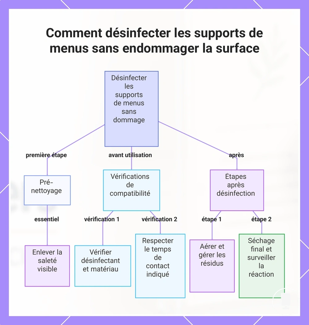 Comment désinfecter les supports de menus sans endommager la surface