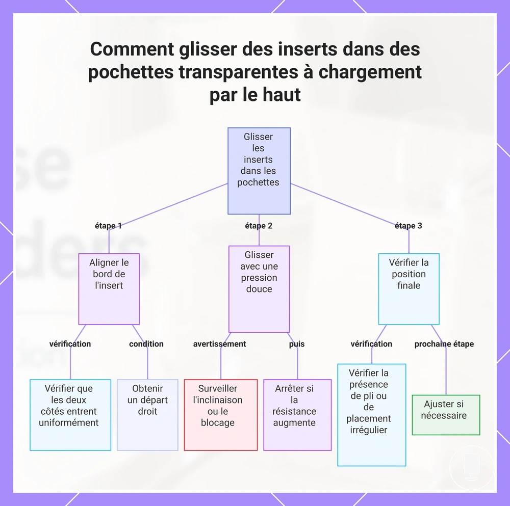 Comment glisser des inserts dans des pochettes transparentes à chargement par le haut