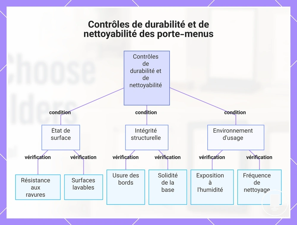 Contrôles de durabilité et de nettoyabilité des porte-menus