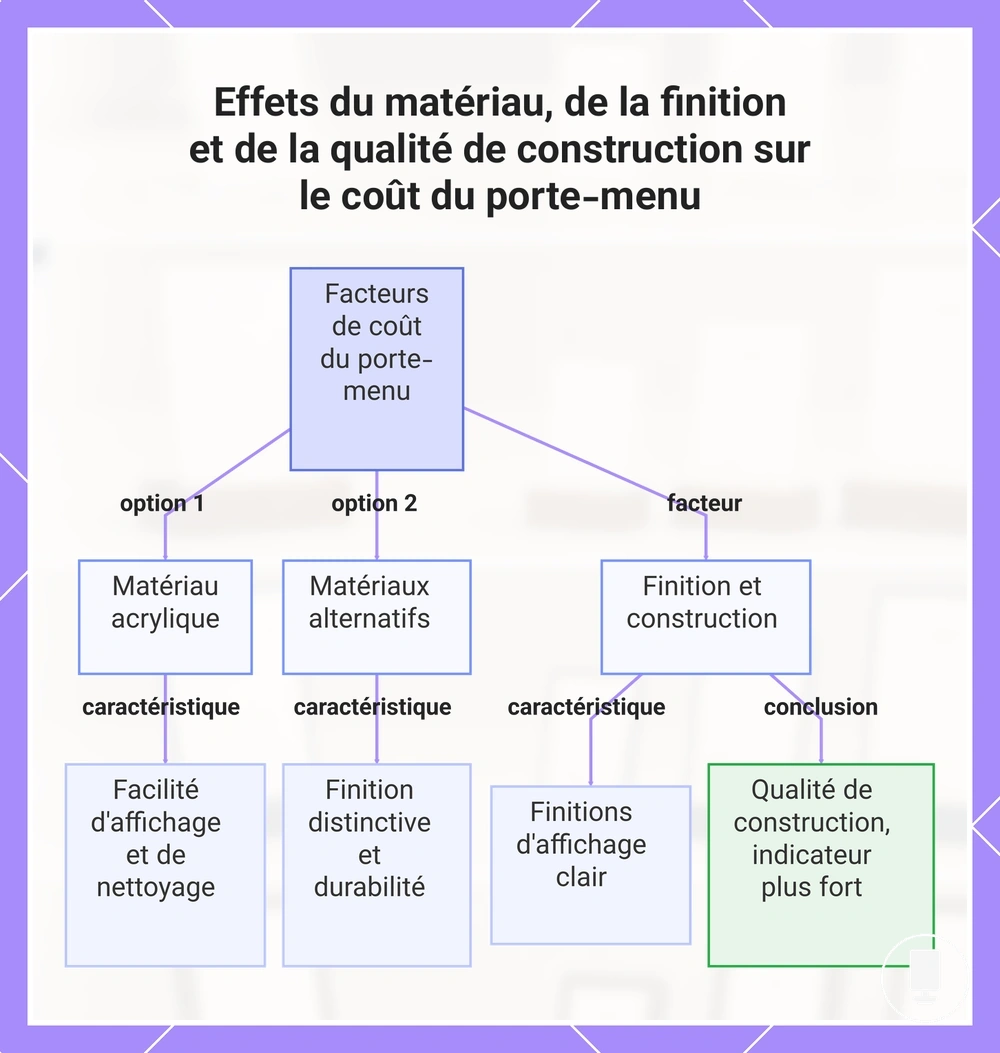 Effets du matériau, de la finition et de la qualité de construction sur le coût du porte-menu