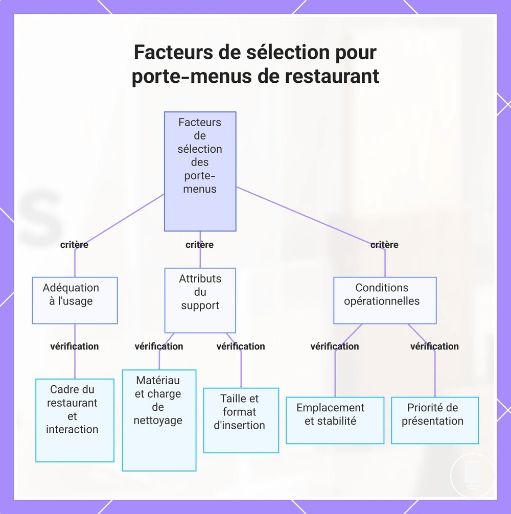 Facteurs de sélection pour porte-menus de restaurant