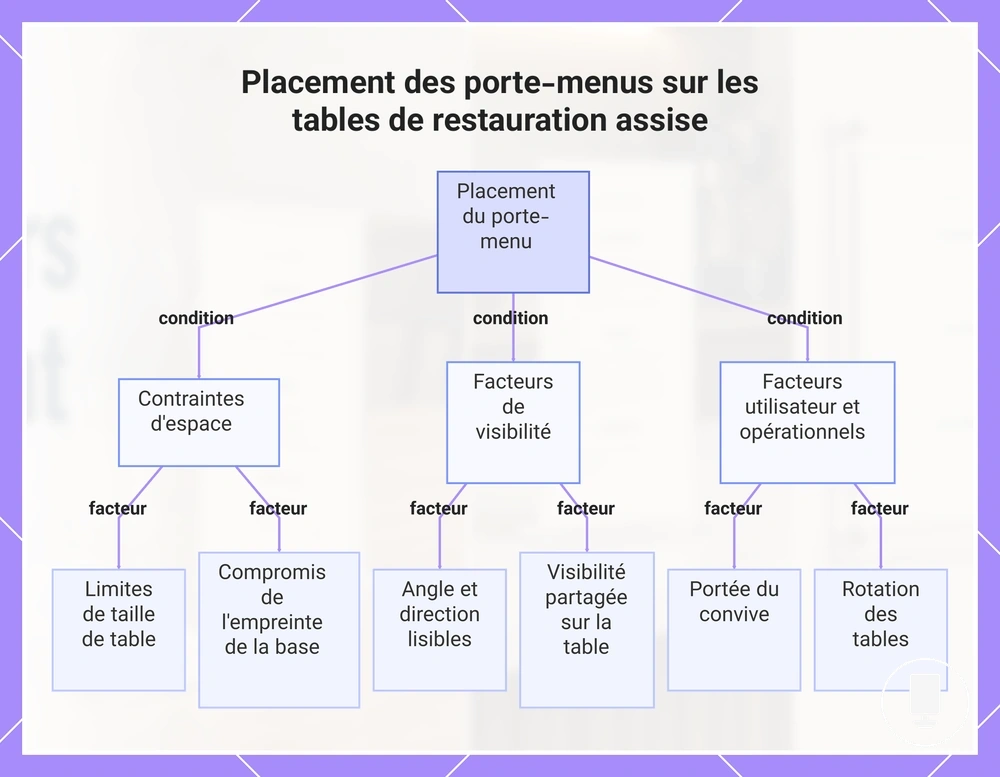 Placement des porte-menus sur les tables de restauration assise