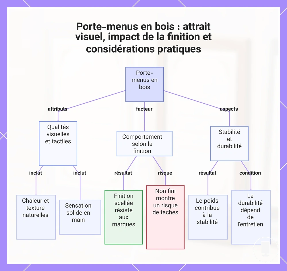 Porte-menus en bois : attrait visuel, impact de la finition et considérations pratiques