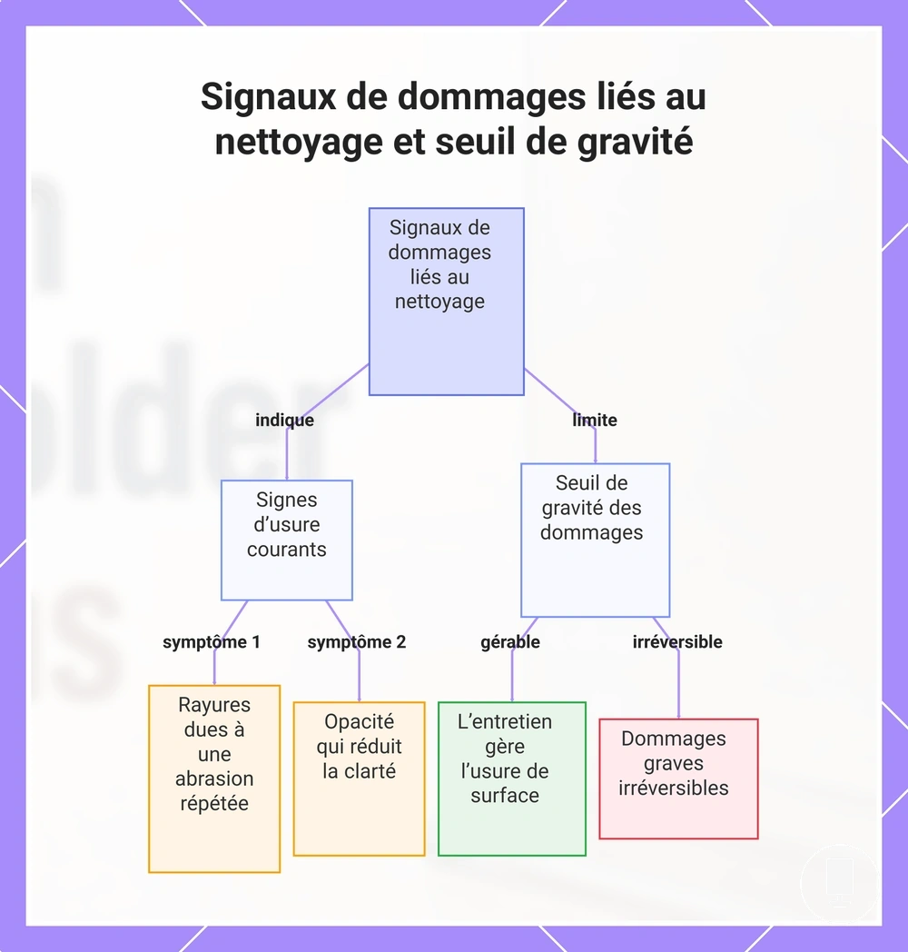 Signaux de dommages liés au nettoyage et seuil de gravité