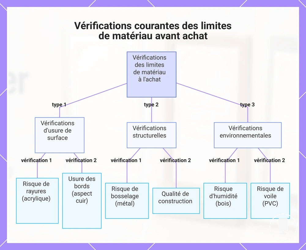 Vérifications courantes des limites de matériau avant achat