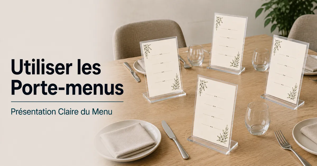 Porte-menus disposés sur une table pour une bonne visibilité du menu