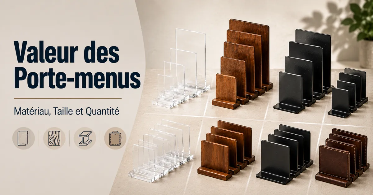 Porte-menus comparés par matériau, taille, quantité et valeur à long terme