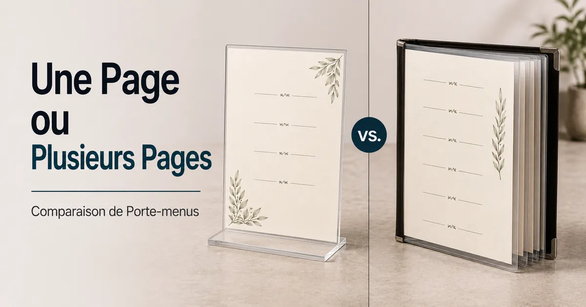 Porte-menus une page et plusieurs pages présentés côte à côte