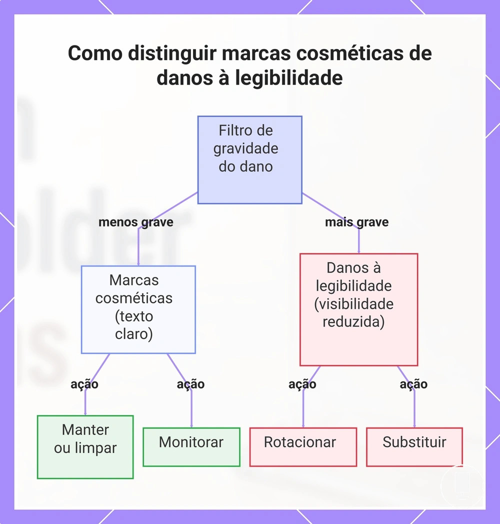 Como distinguir marcas cosméticas de danos à legibilidade
