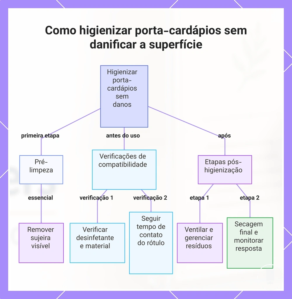 Como higienizar porta-cardápios sem danificar a superfície