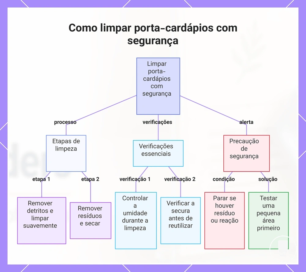 Como limpar porta-cardápios com segurança