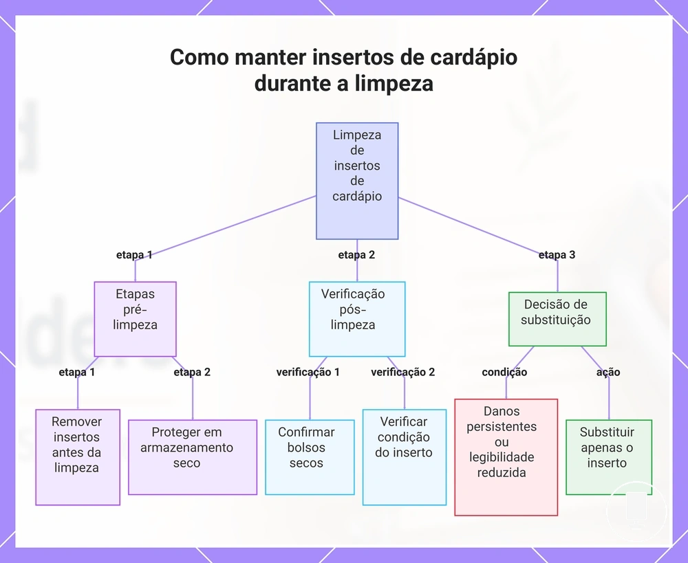 Como manter insertos de cardápio durante a limpeza