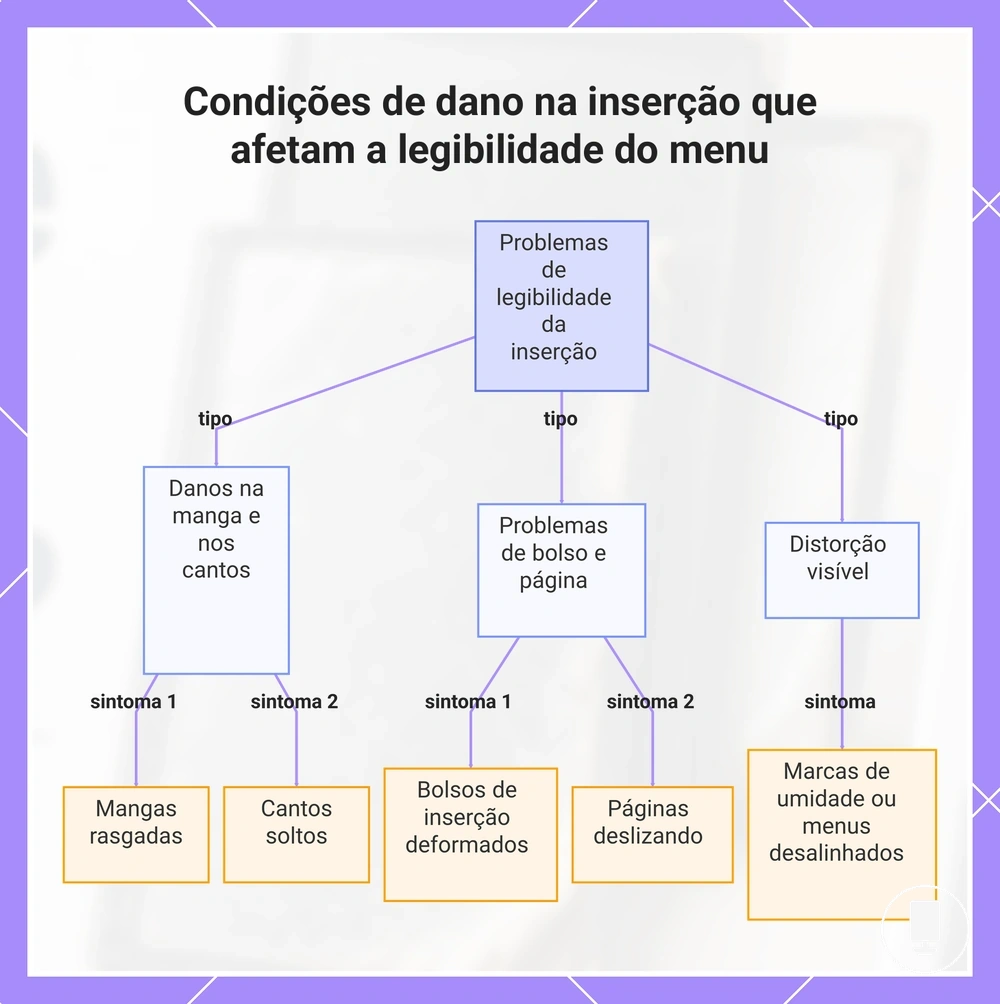 Condições de dano na inserção que afetam a legibilidade do menu