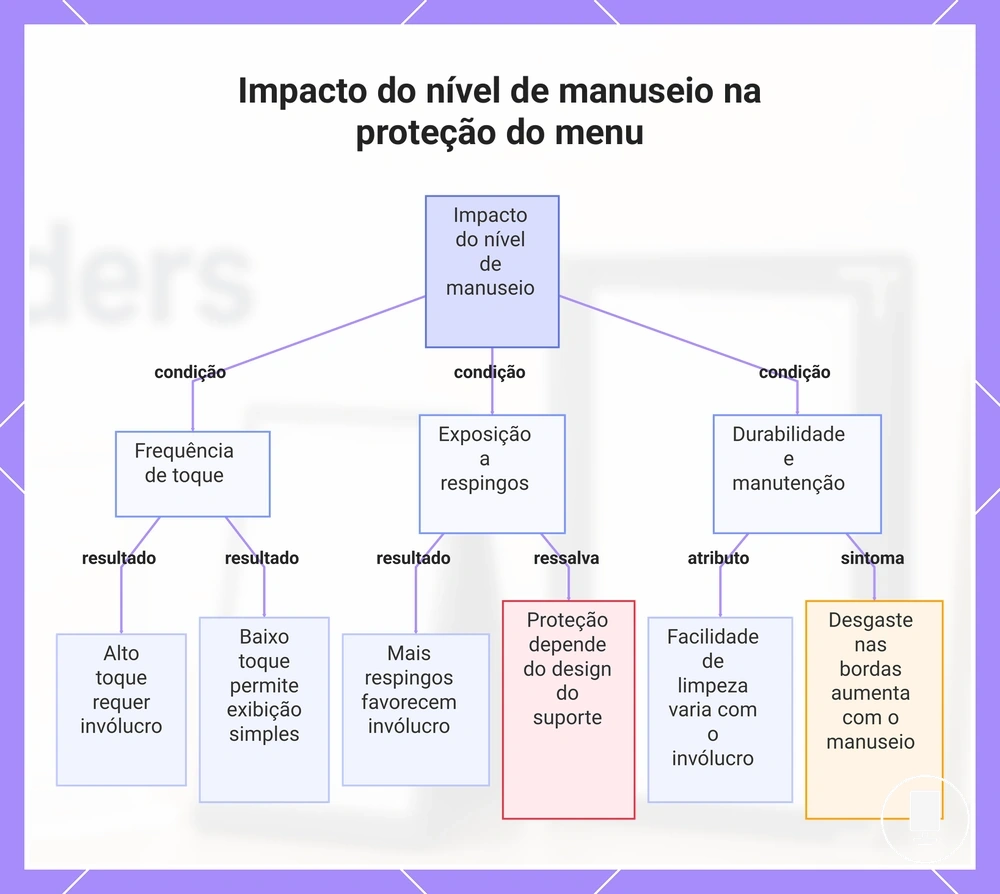 Impacto do nível de manuseio na proteção do menu