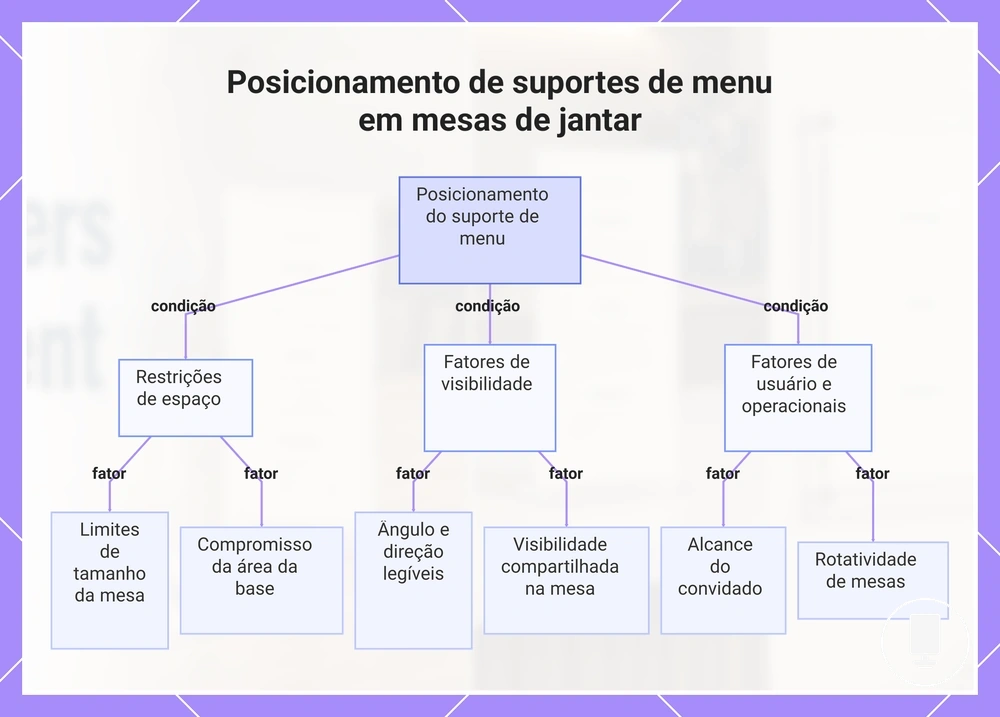 Posicionamento de suportes de menu em mesas de jantar