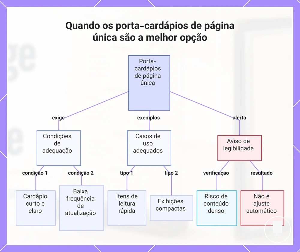 Quando os porta-cardápios de página única são a melhor opção