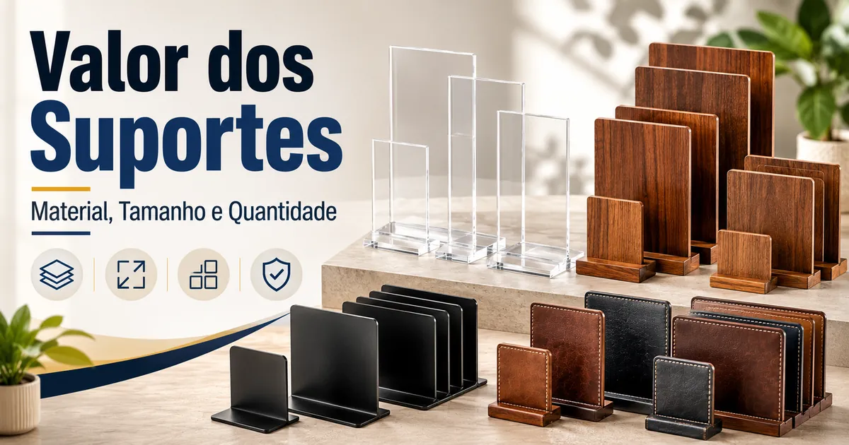 Suportes para cardápios comparados por material, tamanho, quantidade e valor a longo prazo
