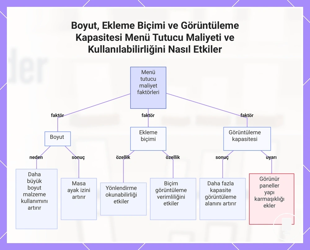Boyut, Ekleme Biçimi ve Görüntüleme Kapasitesi Menü Tutucu Maliyeti ve Kullanılabilirliğini Nasıl Etkiler