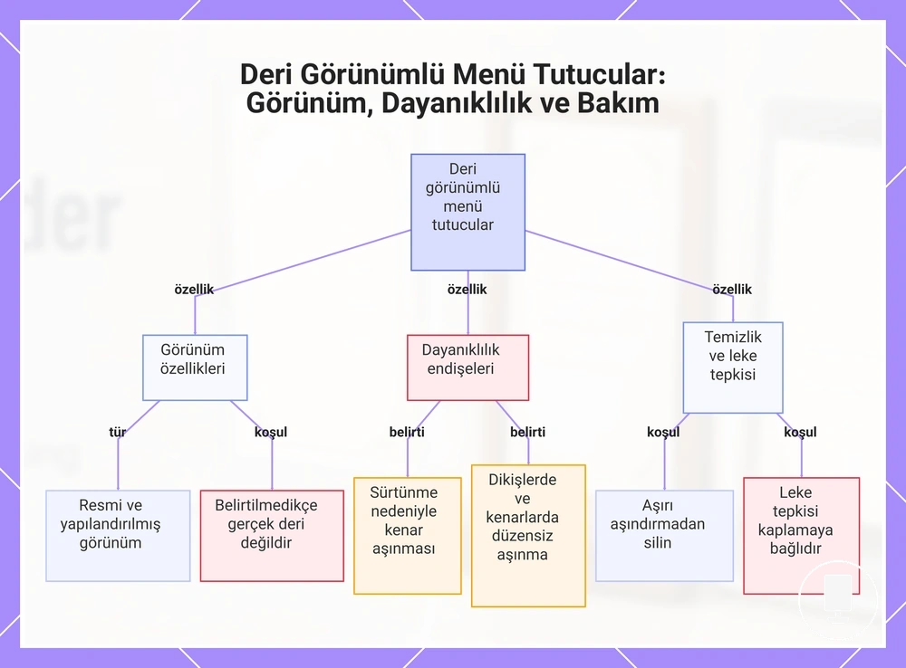 Deri Görünümlü Menü Tutucular: Görünüm, Dayanıklılık ve Bakım