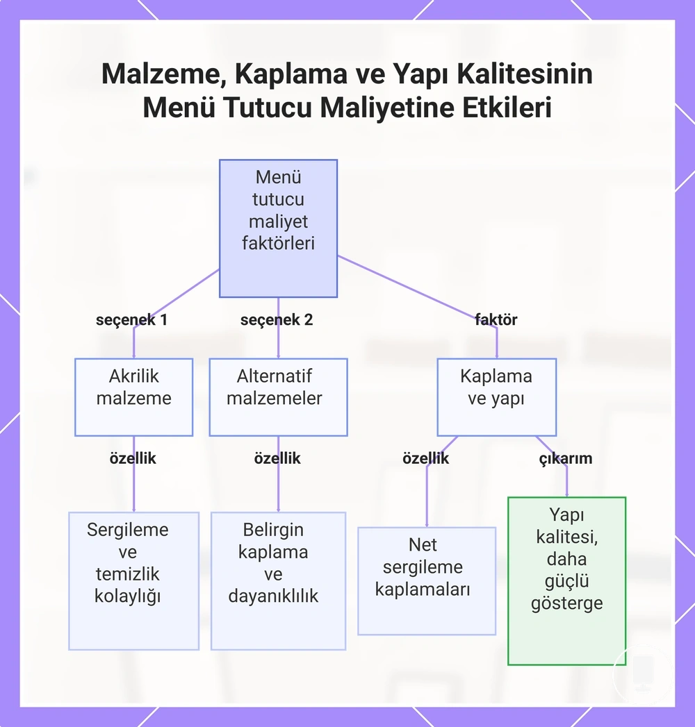 Malzeme, Kaplama ve Yapı Kalitesinin Menü Tutucu Maliyetine Etkileri