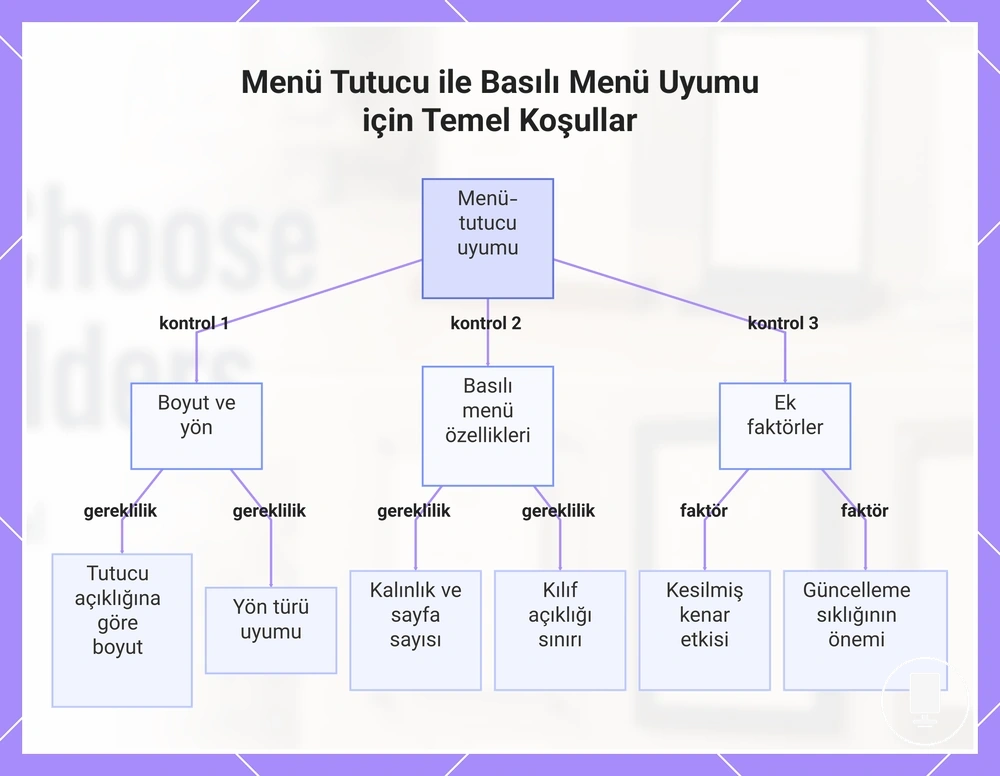 Menü Tutucu ile Basılı Menü Uyumu için Temel Koşullar