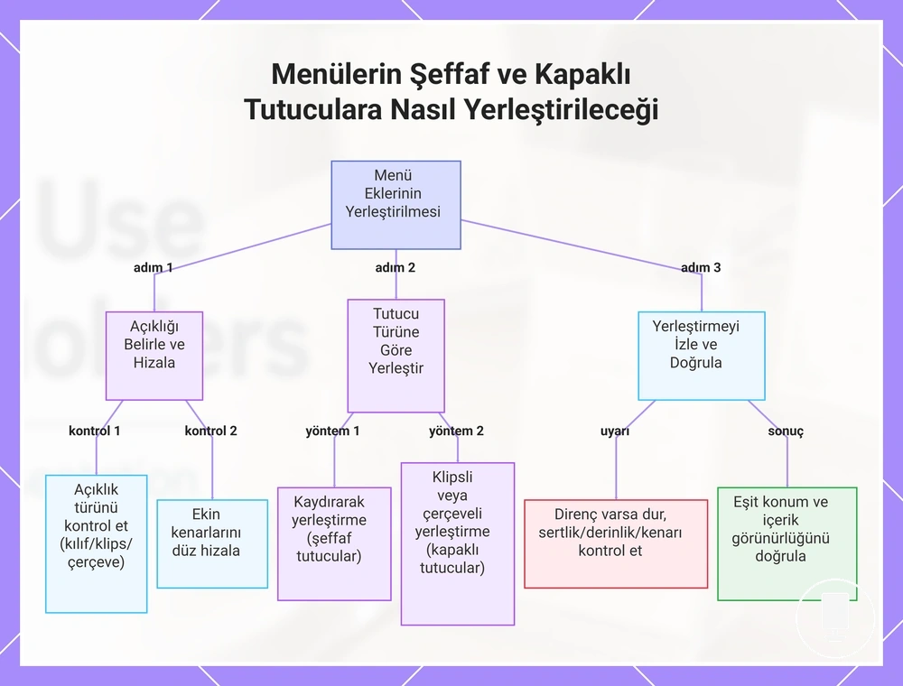 Menülerin Şeffaf ve Kapaklı Tutuculara Nasıl Yerleştirileceği