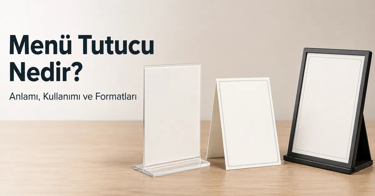 Basılı menülerin nasıl sergilendiğini gösteren yaygın menü tutucu formatları