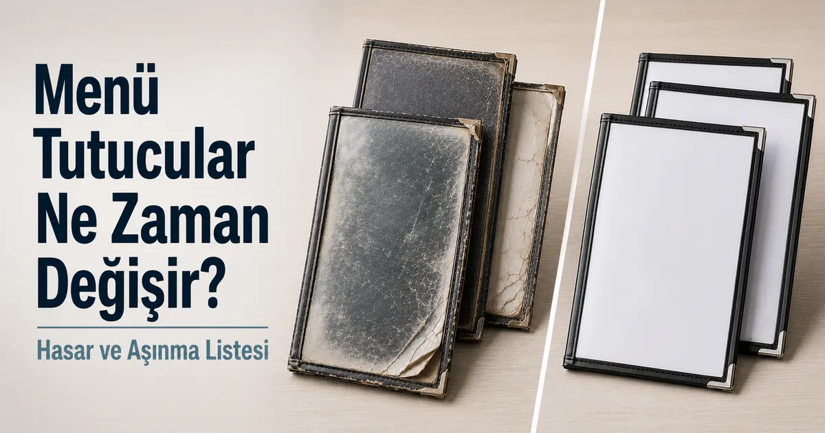 Yıpranmış menü tutucular ile temiz yeni menü tutucular karşılaştırılıyor