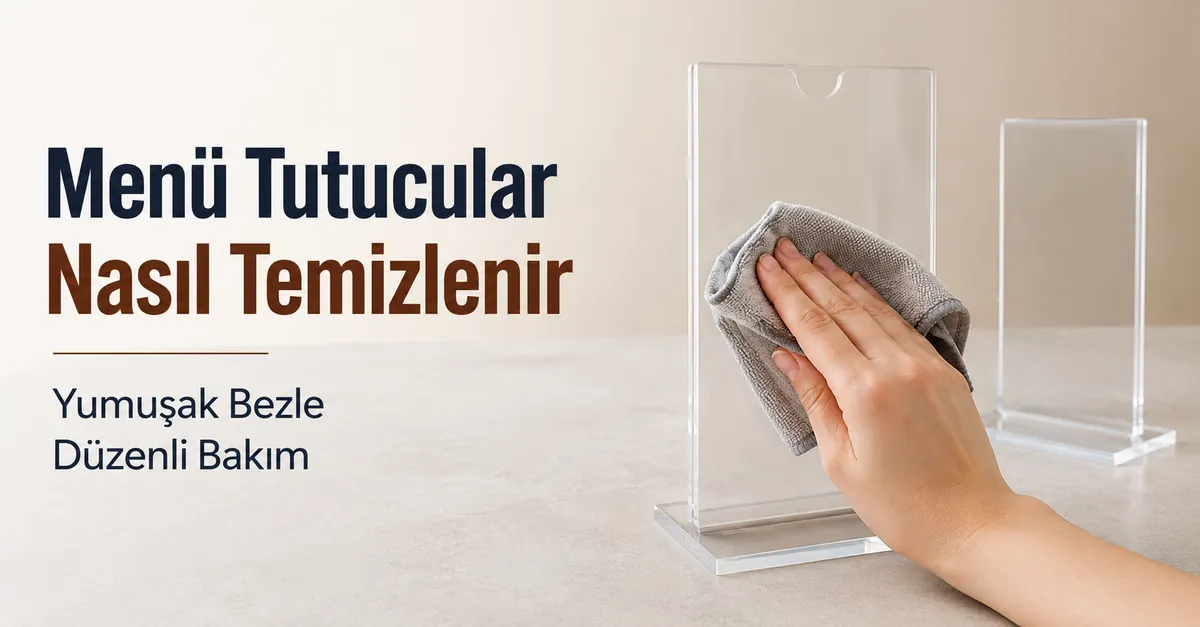 Düzenli bakım için yumuşak bezle temizlenen menü tutucular